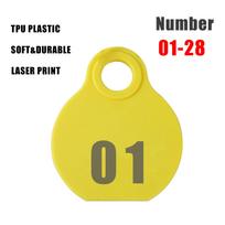 28Pcs Livestock Animal Identification Hang Tag Kit Adjustable Nylon Collar TPU Double-sided Serial Number Hang Tag & Metal Ring Only signage 01-28