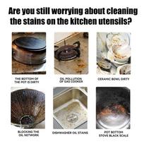 Heavy Grease Grime Cleaner Pot Pan Black Scale Removal Oven Oil Stain Cleaning Kitchenware Decontamination Cooktop Cleaner Spray one size gray