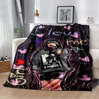 Madinga Billie Eilish Dainininkė Žvaigždė Flanelinė Antklodė Minkšta Šilta Mėtoma Antklodė Miegamajam Svetainei Lovai Kelionei Stovyklavimui Iškylai Dovana Size: 75*100cm, Weight: 230 GSM