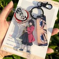 **Demon Slayer Anime Peripheral Keychain Muichiro Shinobu Kocho Kimetsu No Yaiba Acrylic Keyring Cartoon Bag Charm Decor Gift