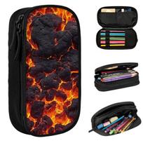 Magma Volcano Lava Fire Pencil Case for Boy Girl School Pen Box Pencil Bag Stationery Supplies Pen Holder Bag 21x10.5x5cm black
