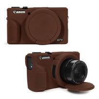 Canon PowerShot G7X Mark III skaitmeninio fotoaparato silikoninis dėklas su nuimamu objektyvo dangteliu black