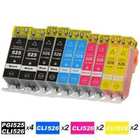 10 kasetės rinkinys, suderinamas su Canon PGI 525 - CLI 526, skirtas Canon pixma IP4850- MG5250- MG5150 -2BK2B2C2M2Y