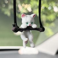 Car Decor Pendant Cute Resin Swing Dog Creative Cats Automoblie Rearview Mirror Animal Ornaments Gift Car Accessories white