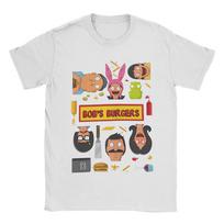 B-Bobs Burgers Anime Hamburger Family Apparel Men Women T Shirts Cotton Tee Graphic Printed  Tops T-shirt S white