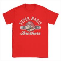 Super Marios Bros 1985 Face Logo T Shirt Unisex Pure Cotton Creative TShirt O Neck  Tee Shirt Short Sleeve Tops New Arrival 4XL gray
