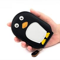 Cute Penguin RFID Card Holder Wallet for Women, Zipper Credit Card Organizer, PU Leather Mini Coin Purse, Accordion Card Case with Keychain juoda
