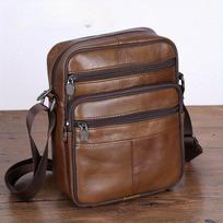 Unisex Odinė Peties Rankinė Tikra Vyriška Rankinė Madinga Universali Verslo Kelionėms Crossbody Rankinės su Patogiu Reguliuojamu Dirželiu ruda