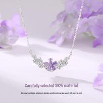 Tichia Wisteria Flower Smile Necklace for Women - S925 Sterling Silver Elegant Clavicle Chain 925 Silver white