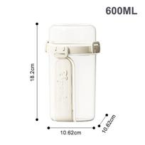 600 ml salotų avižinių dribsnių puodelis pusryčiams, dvigubas puodelis, indų rinkinys grūdams, riešutams, jogurtui, su padažo indeliu, šakute, maisto ruošimui white