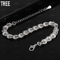 925 Sterling Silver Smart Double-Layer Fish Scale Pattern Bracelet-Fashion Gift Jewelry 20cm black