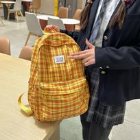 Schoolbag Japanese ins Large Capacity Backpack Hong Kong Style Plaid Vintage College School Bag Niche Student Versatile Casual Backpack One size fits all mėlyna