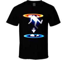 Portal Game White Silhouette T-shirt M blue