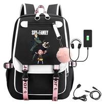Spy X Family Anime Backpack for Teenagers Kawaii Girls School Bag with USB Charging Port 15.6inch