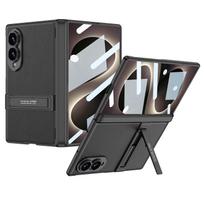 Odinis dėklas su stoveliu Samsung Galaxy Z Fold 8 Ultra, anglies pluošto tekstūra, paslėptas stovas, atsparus smūgiams, sulankstomas telefono dėklas Galaxy Z Fold 8 juoda