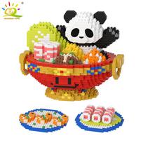 HUIQIBAO 2236PCS Mini Hot Pot Panda Micro Building Blocks 3D Model Animals Bricks DIY City Construction Toys for Children Kids red