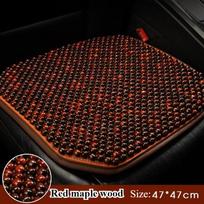 Rankų darbo natūralaus medžio karoliukų masažinė automobilio sėdynės pagalvėlė – Odinis apvadas, Neslystantis dugnas, Kvėpuojanti ir patogi wood beads&Four Seasons brown