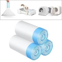 60 Pieces Cat Litter Bags Dog Poop Extra Thick with Drawstring Receptacles Holder for Puppy blue Drawstring white