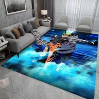 Japanese Anime Naruto Non-Slip Washable Round Rug for Living Room Bedroom Home Decor Carpet Mat 80*120cm blue