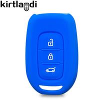 Renault tWingo 3 Duster Clio Logan Stepway Dacia Logan 2021 automobiliui silikoninis nuotolinio rakto dėklas 3 mygtukų automobilio rakto dangtelio krepšys blue