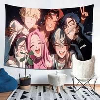 Group Anime Character Wall Tapestry Aesthetic Room Decor Hanging Art for Bedroom Dorm Living Room Boho Home Decoration 100X70CM