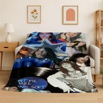 Famous Singer Billie Eilish Star Soft Flannel Throw Blanket,Warm Cozy Blanket for Bed,Couch,Sofa,Bedroom,Living Room,Travel 75x90cm gray