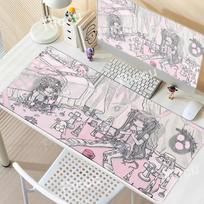 Anime Kawaii Girls PC Gaming Mouse Pad Pink PC Office Desk Accessories Large Gamer Non-slip Keyboard Extended Pads E-Sports Mat 30cm by 60cm