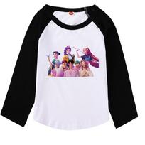 Vaikams Mergaitėms Anime Animacinis K-Pop Super Žvaigždės Spaudinys Raglaninės Rankovės Ilgos Rankovės Medvilniniai Marškinėliai 100cm