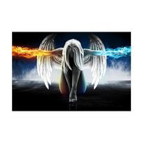 Anime Angel Girl Wings Poster and Printed Wall Art Picture for Living Room Home Decoration Gift 20x30cm gray
