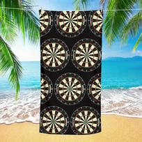 Darts Theme Beach Towel, Bullseye Print Microfiber Quick Dry Soft Lightweight Absorbent for Pool Camping Cruise Gift W40*H60(CM) blue