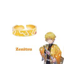 Anime Demon Slayer Series Cosplay Ring Kimetsu No Yaiba Metal Enamel Open Adjustable Finger Ring For Women Men Anime Accessories beige