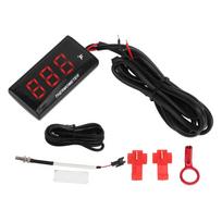 LCD Motociklo Termometras   Plonas Vandeniui Atsparus Vandens Temperatūros Matuoklis su 10MM Žvakės Adapteriu  12V black