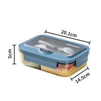 Neperšlampama dalijama bento dėžutė Kvadratinis maisto konteineris Nauja pietų dėžutė pink-3 grids