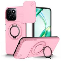 Honor 400 Smart-5G Mirror Cover Case with Rotating Finger Ring & Magnetic Car Holder Honor400 rožinė