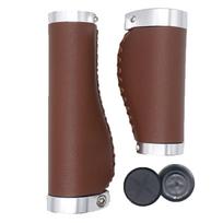 Dviračio rankenos rankenėlės 135/95mm ilgio/trumpės rankenėlės Neslystančios PVC mikropluošto odos Ergonominės Rankomis siūtos Atsitiktinės Retro Dvigubos fiksavimo rankenos vairui  (Tamsiai rudas-A) 1 pair brown