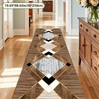 1Pcs Brown Diamond Pattern Non-Slip Washable Area Rug Runner for Home, Office, Commercial & Holiday 60X90cm beige