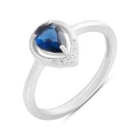 Sidabrinis žiedas su nano safyru 0,588 ct, gaminio svoris 2,24 g (2188957) 17.5 mėlyna