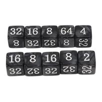 30PCS Number Dice Six Sided Multiples of 2 Number Plastic Light Weight Portable Dice Cubes for Teaching Board Games