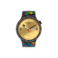 SWATCH Unisex 47mm Gold Watch Bape-Swatch-20001 Black beige