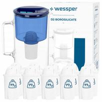 Stiklinis ąsotis Wessper 3 l, borosilikatinis, su 11 vandens filtrų