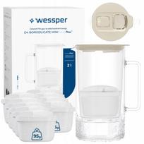 Stiklinis vandens filtravimo ąsotis Wessper D4 BOROSILICATE MINI su 10 filtru