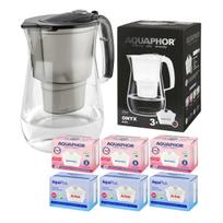 Vandens filtras ąsotis Aquaphor Onyx 4,2 l, juodas, su 6 filtrais (3 standartiniai + 3 su magniu)