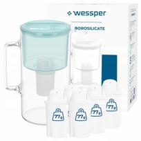 Stiklinis ąsotis Wessper D2, 3 l, su 6 AquaClassic filtrais