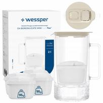 Stiklinis vandens ąsotis Wessper D4 BOROSILICATE MINI, 2 l, su 5 filtrais