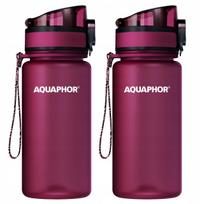 Vandens filtrų buteliukas Aquaphor City 0,35 l, vaikams, 2 vnt., burgundiškos spalvos