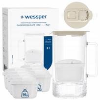 Stiklinis ąsotis Wessper D4 BOROSILICATE MINI 2 l su 8 filtrais