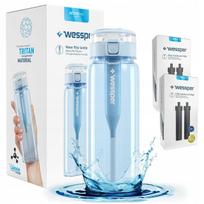 Vandens butelis su filtru Wessper ActiveMax Tritan 0,68 l, mėlynas, su 5 filtrais
