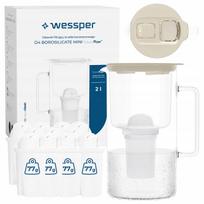 Stiklinis ąsotis su filtru D4 BOROSILICATE MINI, LED skaitiklis, 2 l, 12 filtrų