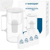 Stiklinis ąsotis Wessper D2 BOROSILICATE 3 l su LED ir 5 vandens filtrais