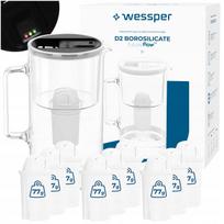 Vandens filtruojantis ąsotis Wessper D2 Borosilicate FF LED, 3 l, su 10 filtru